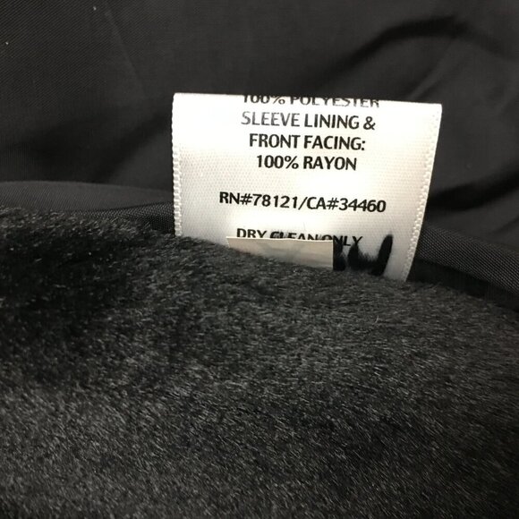 Eileen Fisher Black Coat Mid Length Snap Front Plush Collar Pockets Medium - Picture 10 of 11